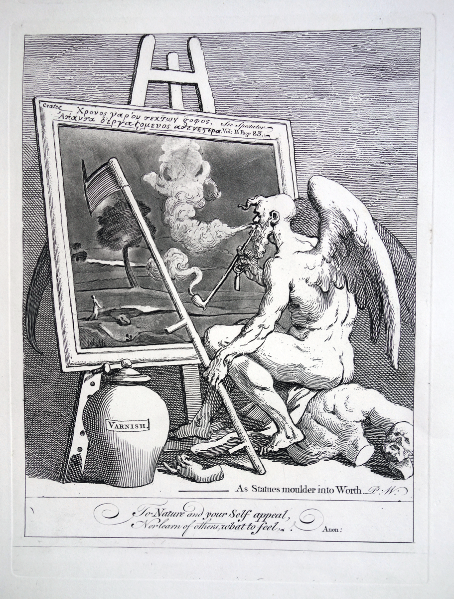 Satire on False Perspective and Father Time Smoking a Painting Hogarth