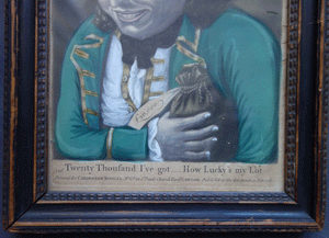 Twenty Thousand I've got - How Lucky's My Lot 18C Droll mezzotint  original frame