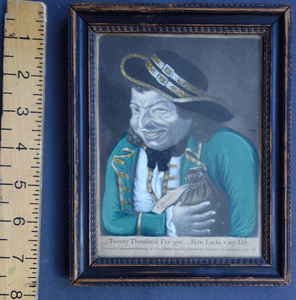 Twenty Thousand I've got - How Lucky's My Lot 18C Droll mezzotint  original frame