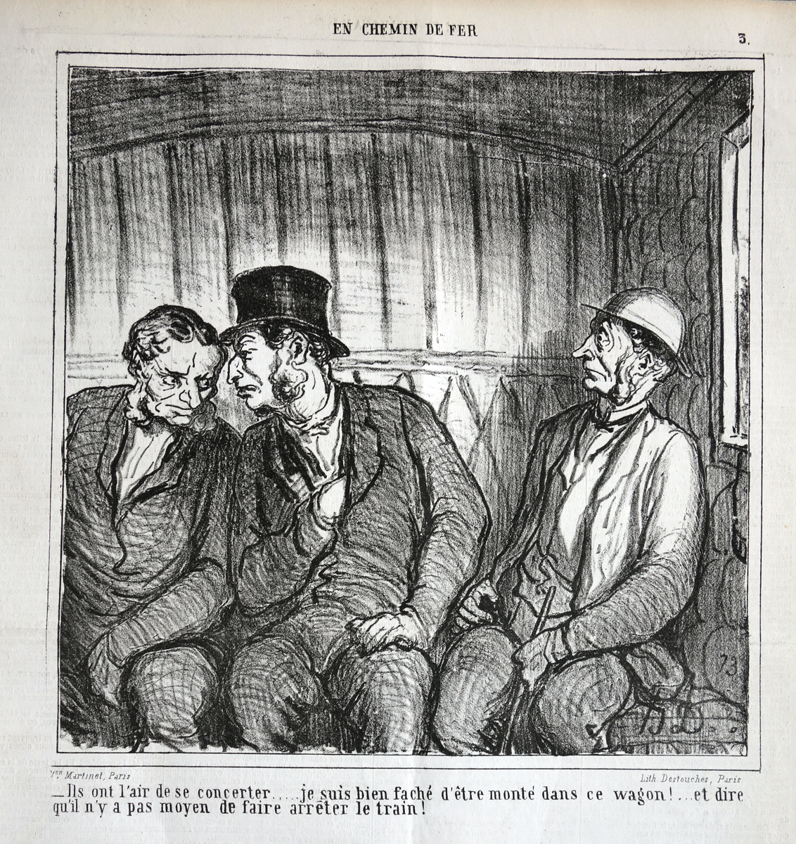 Daumier lithograph They seem to be planning a conspiracy ...‘En Chemin de  Fer’