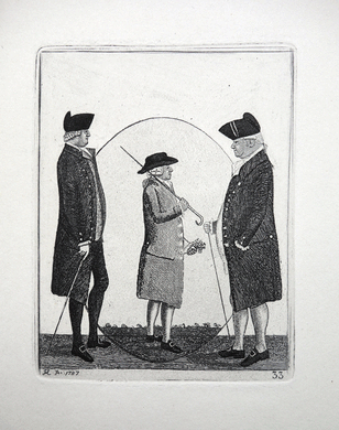 Lord Rockville, Dr Adam Smith and Commissioner Brown   John Kay etching 18c