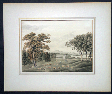 William Shippard watercolour  Roseneath Seat of the Duke of Argyle Old House 1820